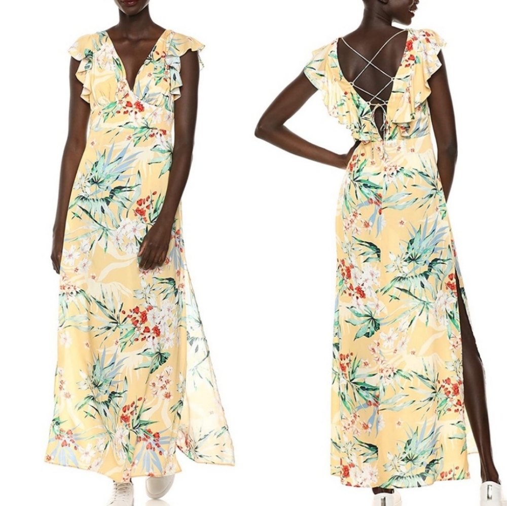 Finders Keepers Paradise Maxi Dress Lemon Tropical